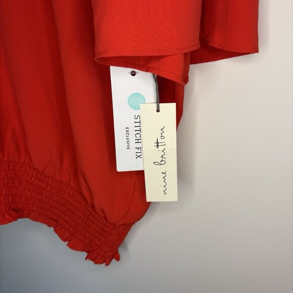 NINE BRITTON NEW Vicki Back Tie Detail Blouse Womens XL Red Stitch Fix - Picture 6 of 7